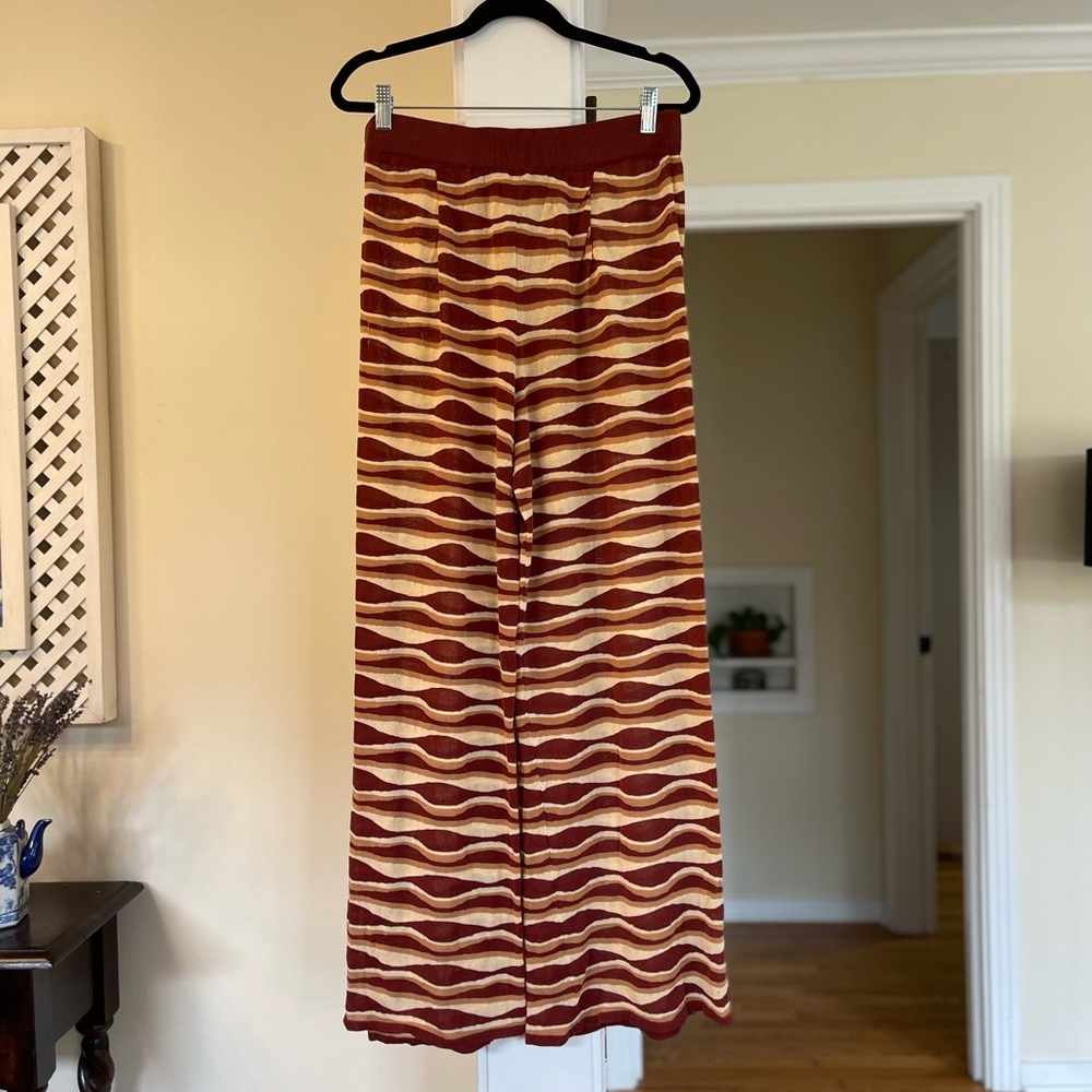Zara Special Edition Co-ord Patterned Knit Pants in Brick/Cream